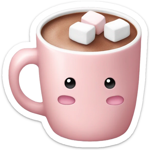 Light Pink mug of hot chocolate with marshmallows  sticker