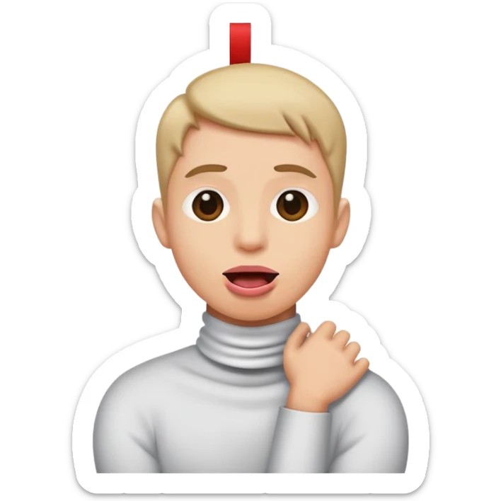 A person with their tongue sticking out and arms crossed and hanging on the neck  sticker