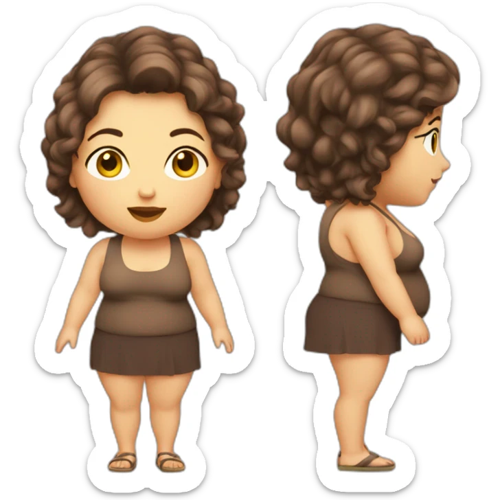 obese-jeune-woman-big-belly-cheveux-long-marron sticker