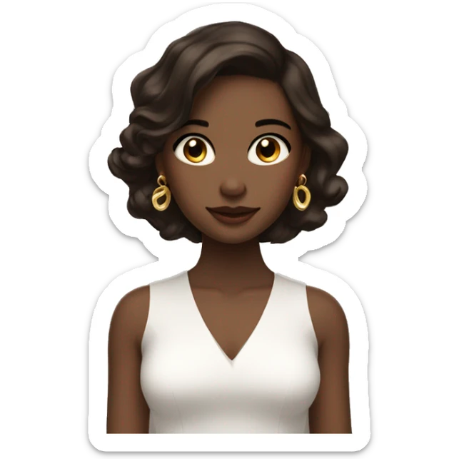 A girl in gold earrings with dark brown hair beautiful looks slightly swarthy  sticker