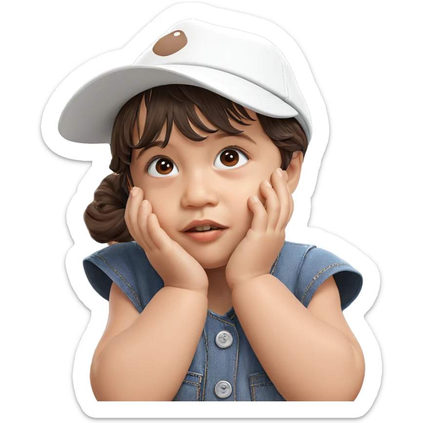 girl with brown hair hat sticker