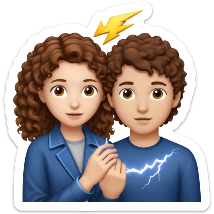 a 15 year old girl with brown curly hair but she has lightnings in it with a brown haired boy who gave her a promise ring sticker