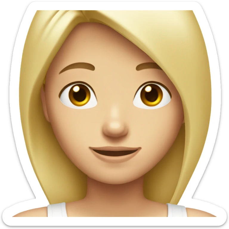 blondie teen with brown eyes, fair skin, slim, white tank top sticker