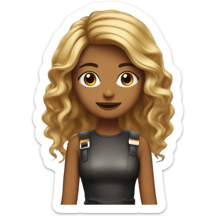 Chica tez trigeña con cabello de mechas color caramelo cabello mediano sticker