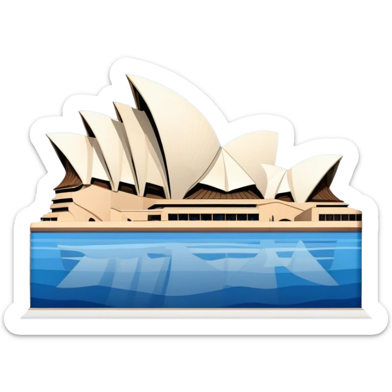 Cinematic Realistic Sydney Opera House Landmark Emoji, depicted with its iconic sail‚Äêlike design set against a clear blue sky, rendered with crisp architectural detail and dynamic lighting. sticker