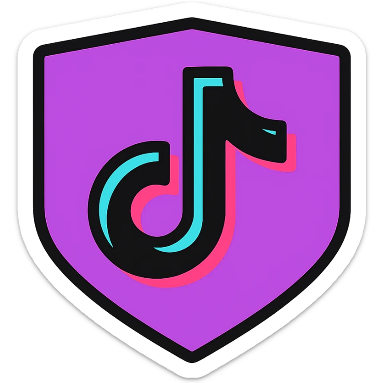 Discord role icon with a stylized T in TikTok colors black white cyan and pink, modern and clean, for Discord roles sticker