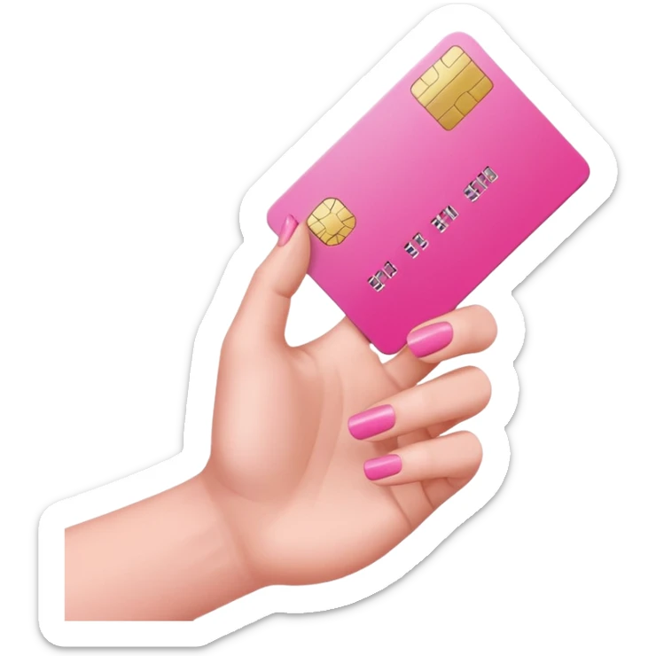 cree une main avec 5 doigts qui tien une carte de crédit 💳 rose sticker