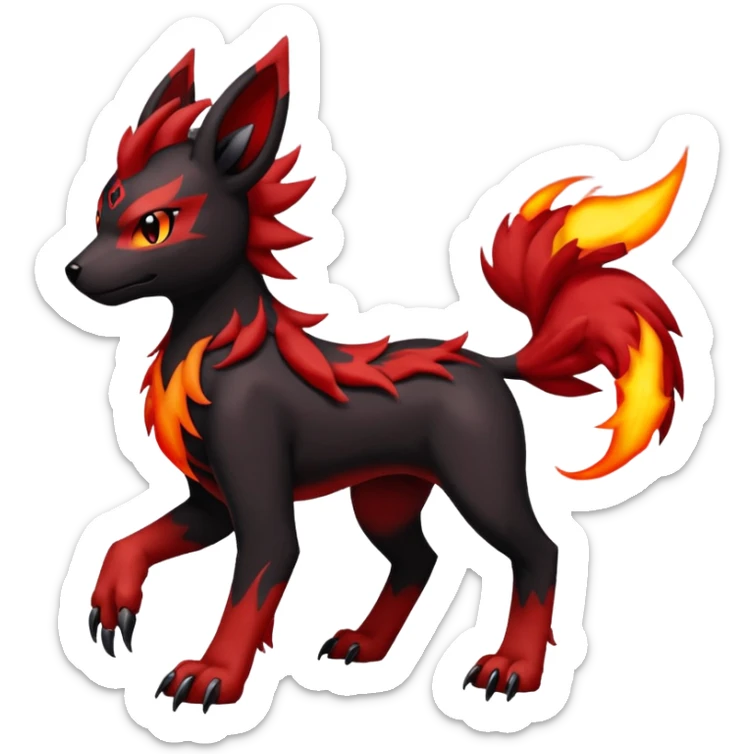 Meloetta-Litten-Houndoom-Guilmon-Darkrai-Pokémon-Fakémon-fusion-hybrid-creature sticker