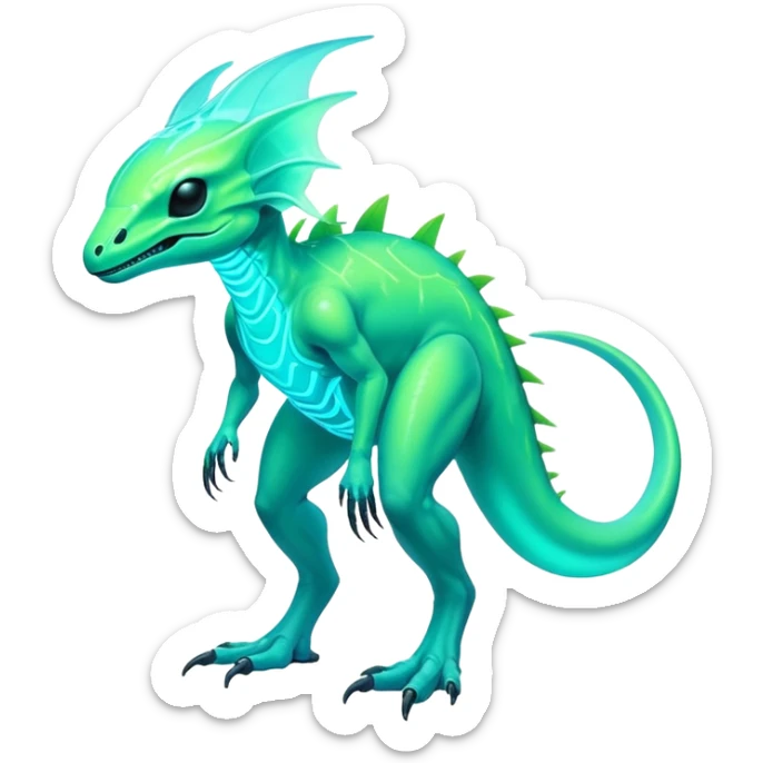Tropical futuristic lush cool edgy neon Fionbri-Vernid-Elgyem-creature (full body) sticker