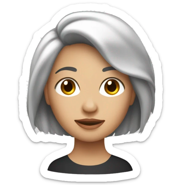 Mujer tes blanca con cabello oscuro con tijera de peluquera en la mano sticker