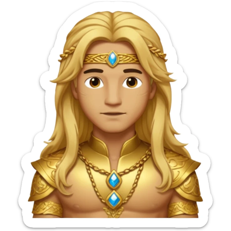 Adonis, Desire God from Rome Mythology with long golden blonde hair, gold outfit sticker