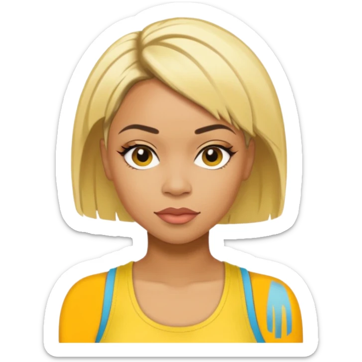 Tionne T-Boz Watkins short blonde hair, yellow tank top sticker