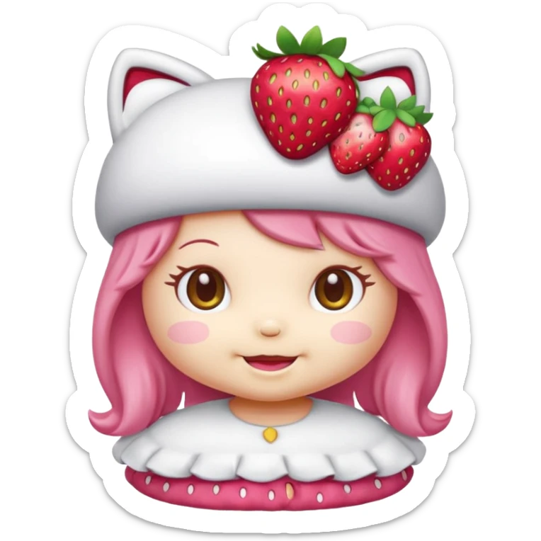 hello kitty strawberry shortcake pink sticker