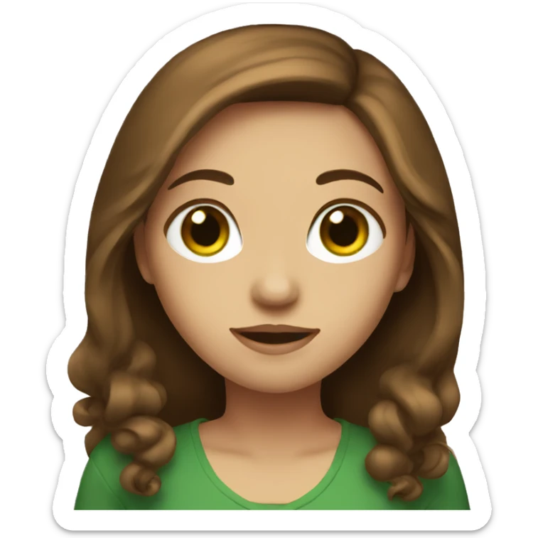 A girl with green eyes and brown hair sticker
