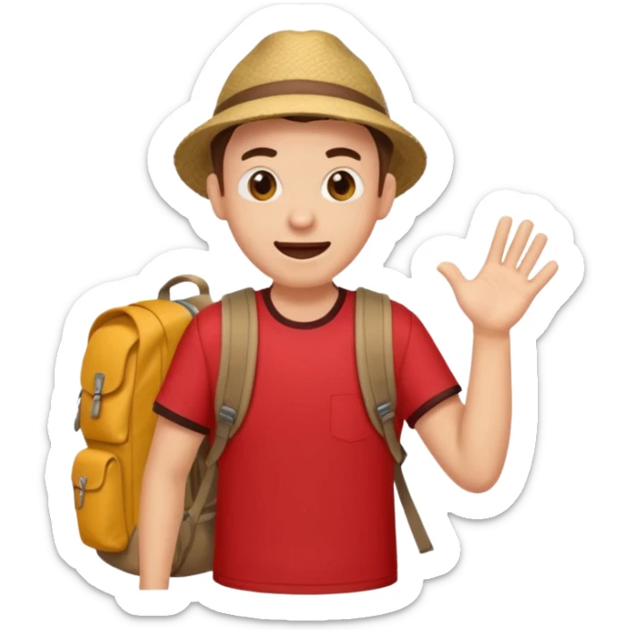 Tourist Character in Red Shirt with A slight expression of excitement and urgency sticker