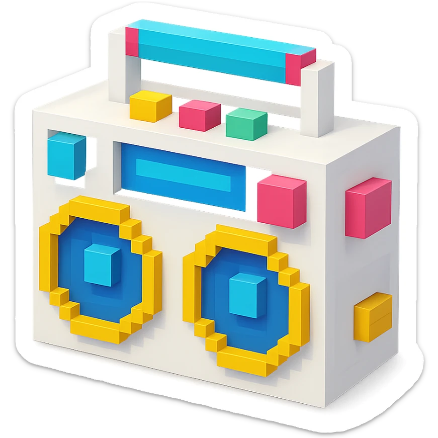 white boombox sticker