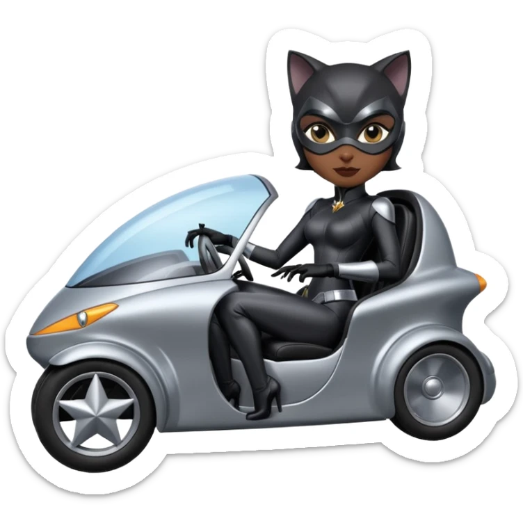 Hot rod Cat Woman’s sports futuristic Catmobile twin seated car  sticker