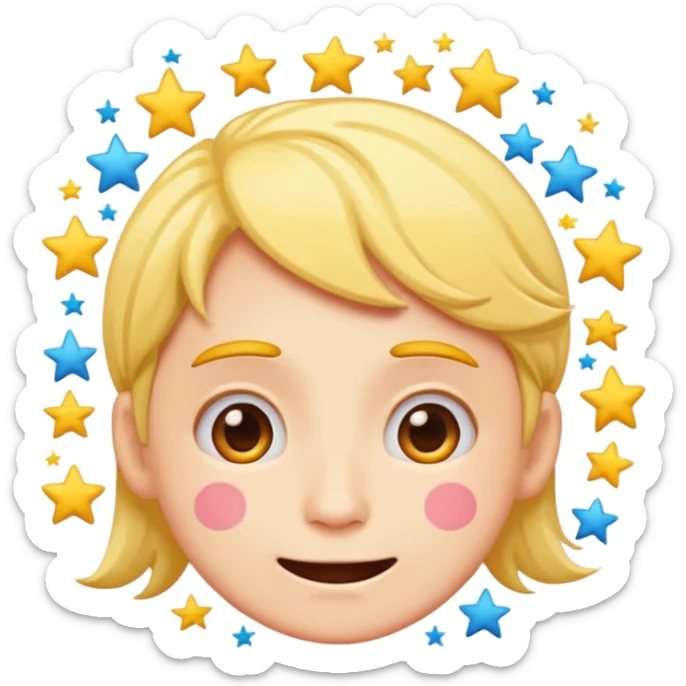 cartoon emoji sticker with a dizzy face and stars around the head, colorful and cheerful, no text, suitable for WhatsApp and Instagram sticker