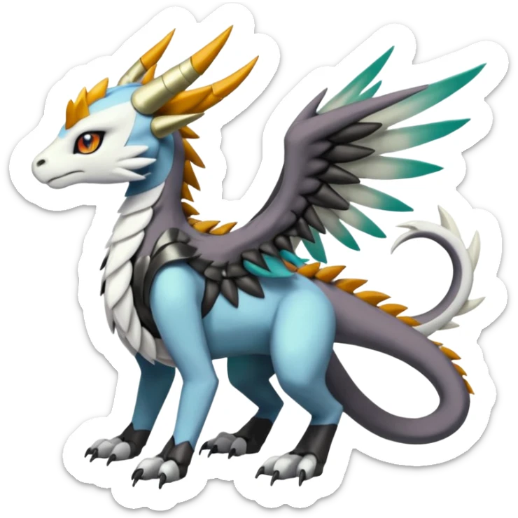 Meloetta-Wargreymon-Dutch-Angel-Dragon-Silvally-Kyurem-Trico-Pokémon-Digimon-Fakémon-fusion-hybrid-creature sticker