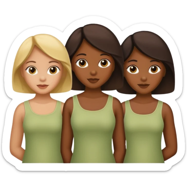 3 filles jumelles : une noire, une chinoise et une colombienne sticker