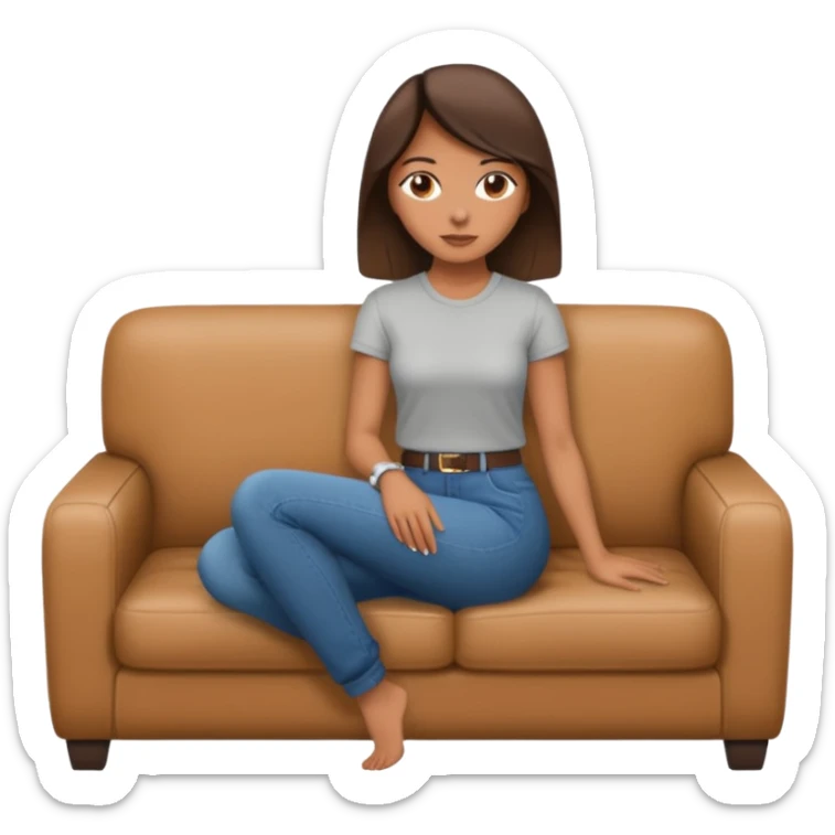 side view of woman sitting on sofa - side view of woman sticker