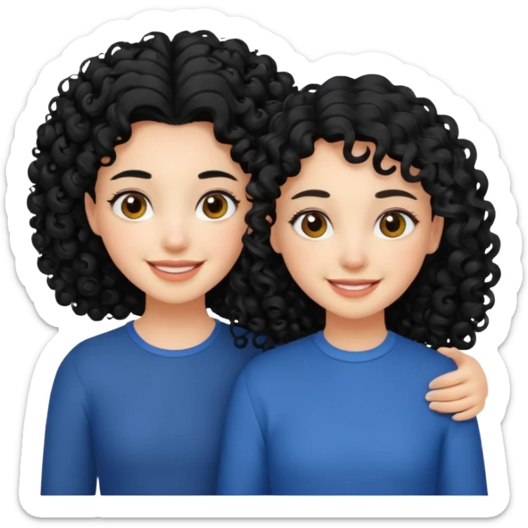 a pretty bratz fair girl with curly black hair with another girl bestfriend sticker