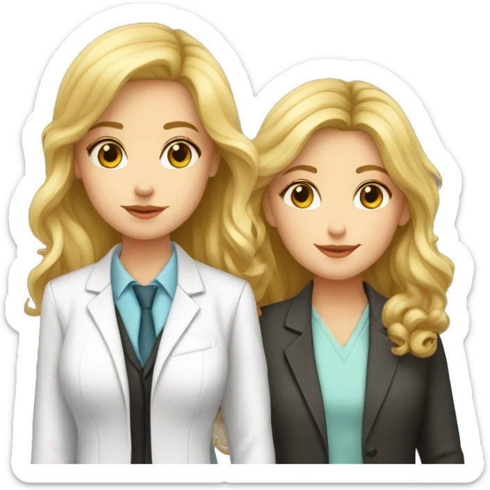Girl brown haired lawyer kissing girl blonde haired scientist sticker