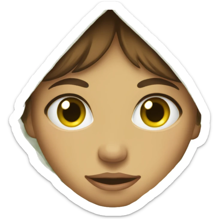 Girl with brown short hair with blanket covered over her green pretty eyes sticker