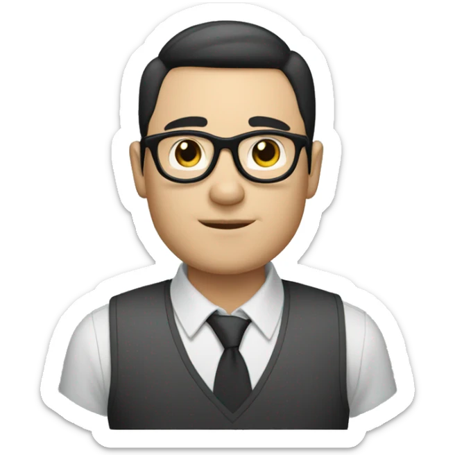 white male with short black hair, wearing rounded glasses with a Dell badge sticker