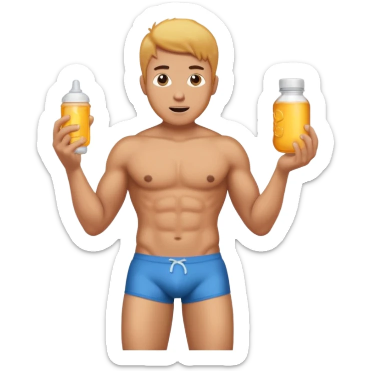 Male shirtless honey skin six pack sexy big dih lean full body without pants hold condom and jerking off sticker