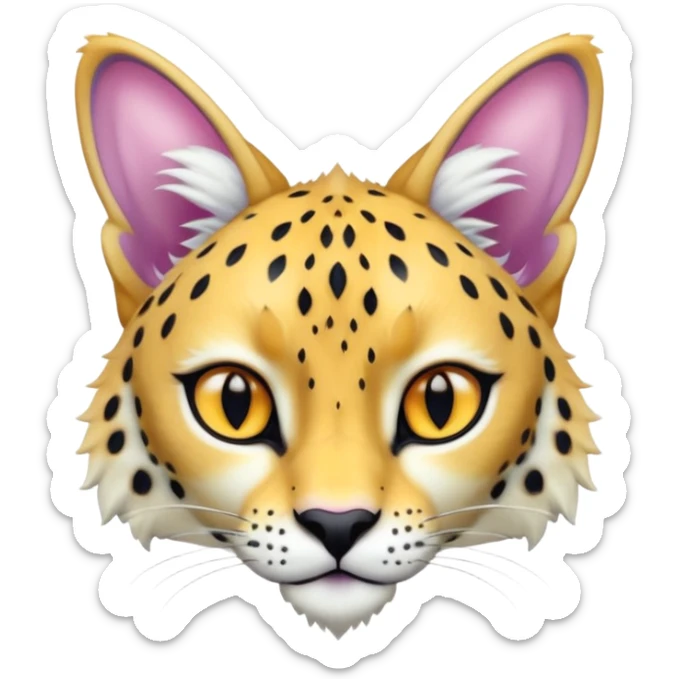 Colorful shiny albino melanistic Caracal-Cheetah-Serval-Trico-Sergal-Vernid-fusion-hybrid-animal-creature, dull body sticker