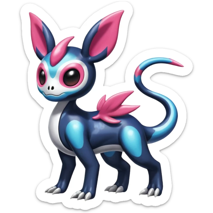 Shiny Duskull-Salandit-Sylveon-Fakémon-hybrid-creature (full body)  sticker