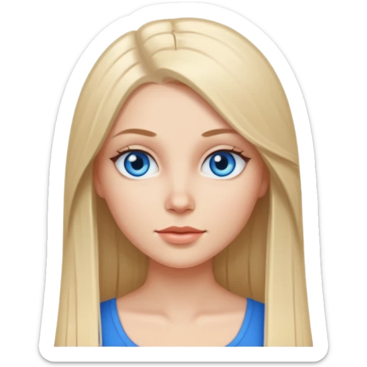 short and thick body white girl with long straight hair and blue eyes sticker