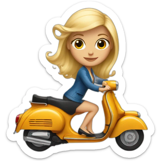 blonde in vespa sticker