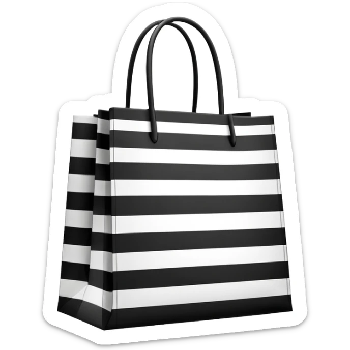 Black and white striped Sephora in the middle of shopping bag sticker