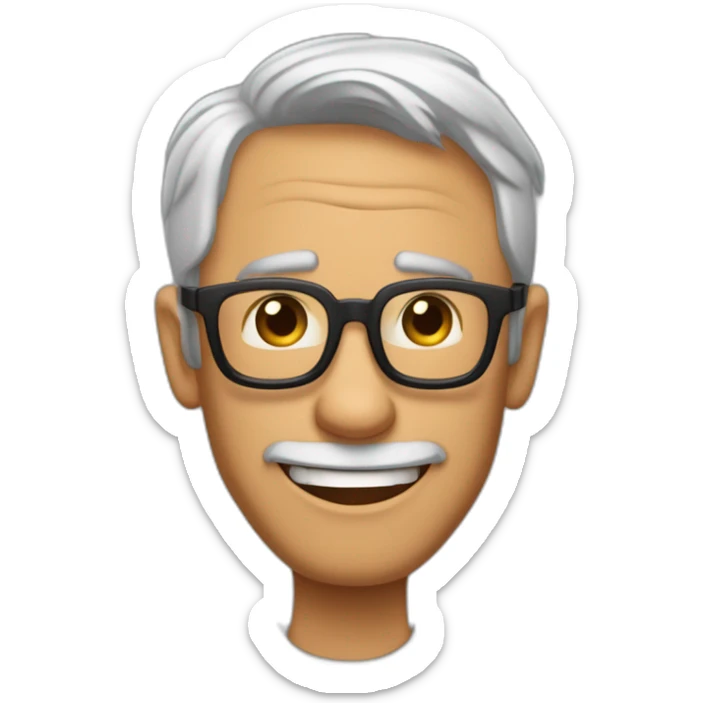 Imagen al estilo Disney Pixar de hombre de 55 años, pelo  canoso, gafas, sin afeitar y complexión fuerte sticker