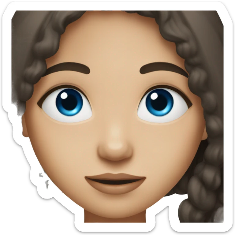 girl with dark brown hair, blue eyes, and freakles sticker