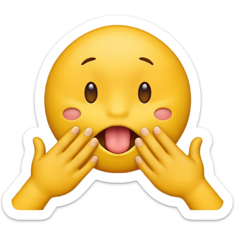 A licking emoji with hands. Imagine there’s a wall at the side and the emoji is licking it while holding it with it’s hands sticker
