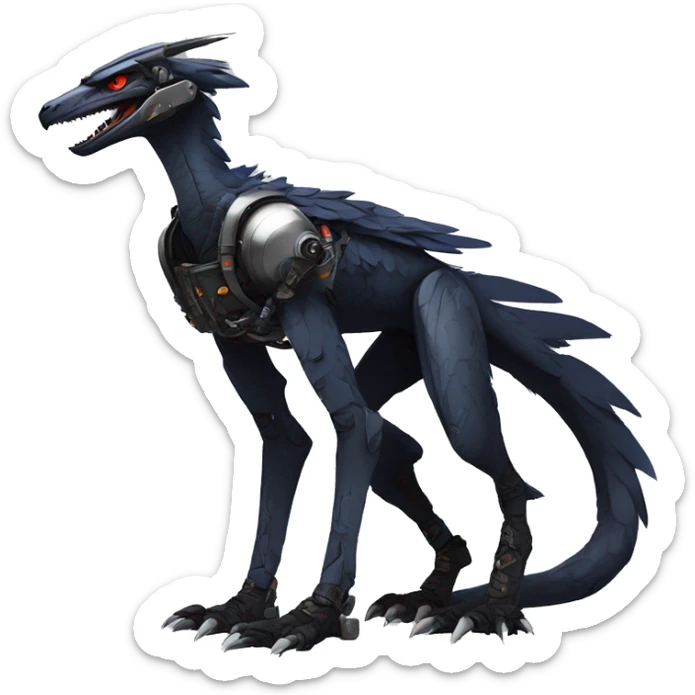Full body Edgy Anthro Futuristic Mechanical Sergal-raptor-vernid sticker
