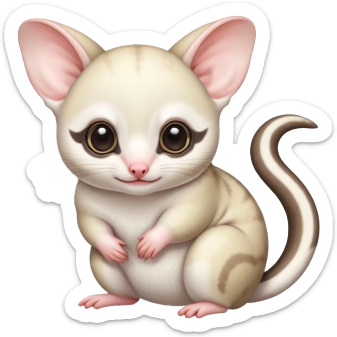 Fat and cute Japanese sugar glider  white. A mom anda a baby one very fat and cute. Snow white colour very white sticker