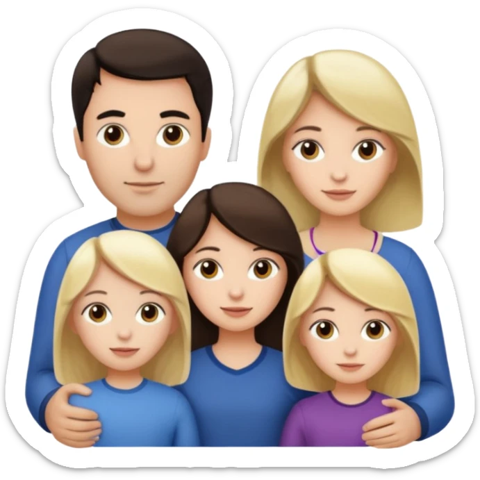 Familia : Hombre pelo oscuro, Mujer pelo cafe, hija 1 pelo mono , hija 2 pelo oscuro. sticker