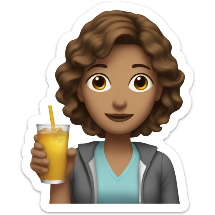 Woman brown hair faintedl on floor holding a drink  sticker