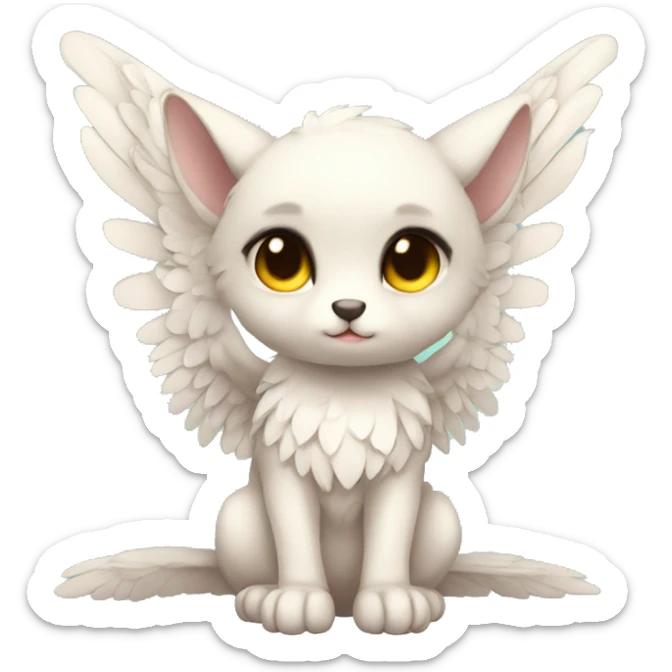 Anthro shy cute kawaii chibi winged animal hybrid full body sticker