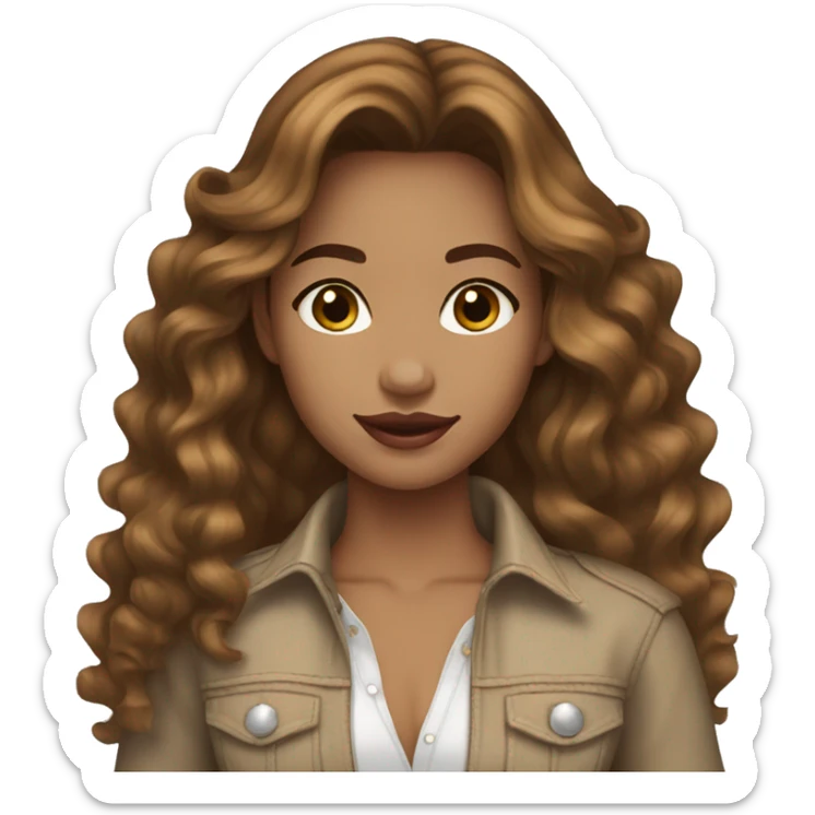 Cowgirl light skin, brown wavy hair sticker