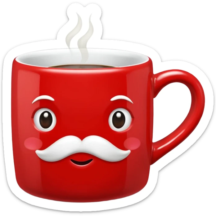 Red Coffee mug with detailed hugs and kisses print, embellishment sticker