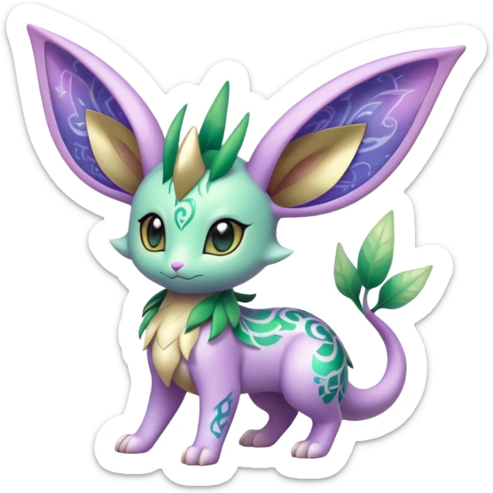 Shiny Exotic Cute Adorable Majestic Ethereal Sparkly Flygon-Espeon-Leafeon-Shaymin-Hybrid-Creature with pattern-markings sticker