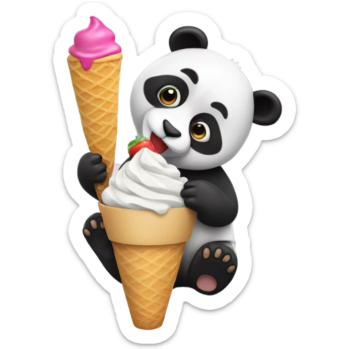 Panda eating ice cream sticker