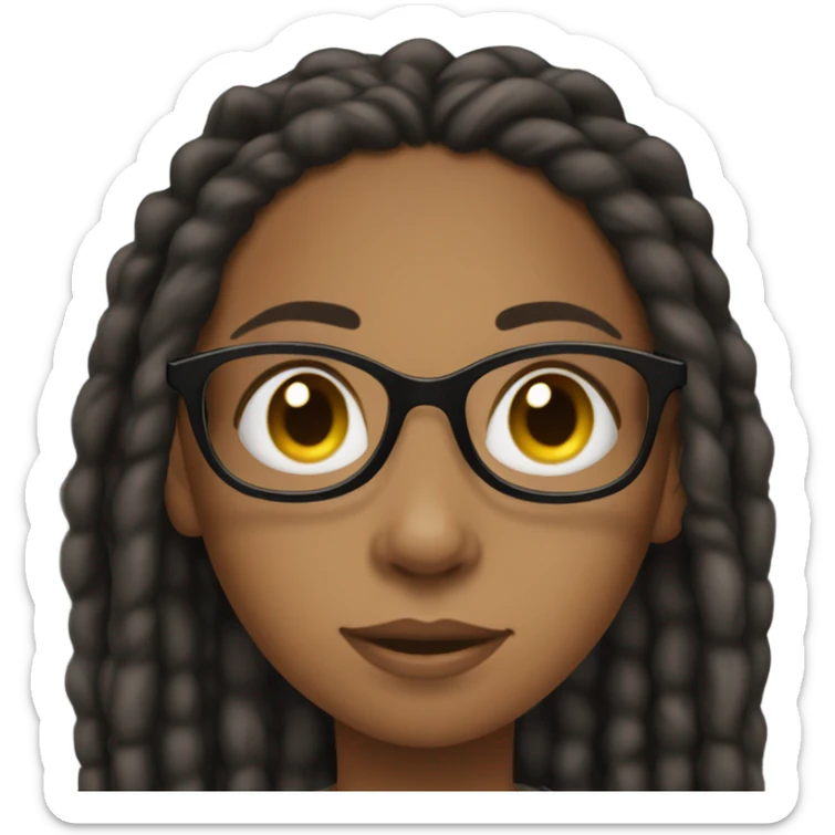 black girl teenager with locs and glasses sticker