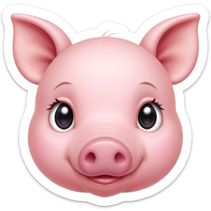 Cinematic Cute Piglet Portrait Emoji, Head tilted playfully and inquisitively, featuring a delicate rosy-pink hide with an adorably tiny snout and subtle sheen, round, sparkling beady eyes filled with boundless curiosity, Simplified yet irresistibly adorable features, highly detailed, glowing with a warm, friendly glow, high shine, affectionate and spirited, stylized with a touch of whimsical charm, bright and endearing, soft glowing outline, capturing the essence of a mischievous yet loving piglet, so playful it feels like it could nibble out of the screen and into your arms! sticker