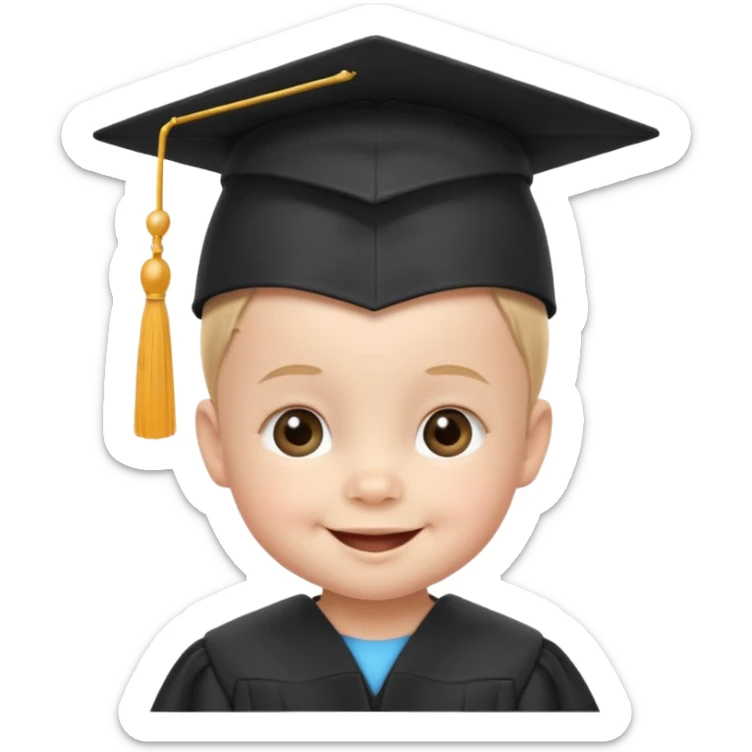 baby wearing a graduation hat, feels happy, age 3-5 kid
just need face and hat sticker